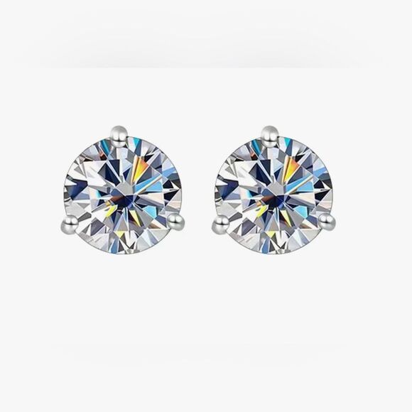 1CT EACH! Gorgeous Sterling Silver Moissanite Stud Earrings 1CT ea! - Picture 2 of 5